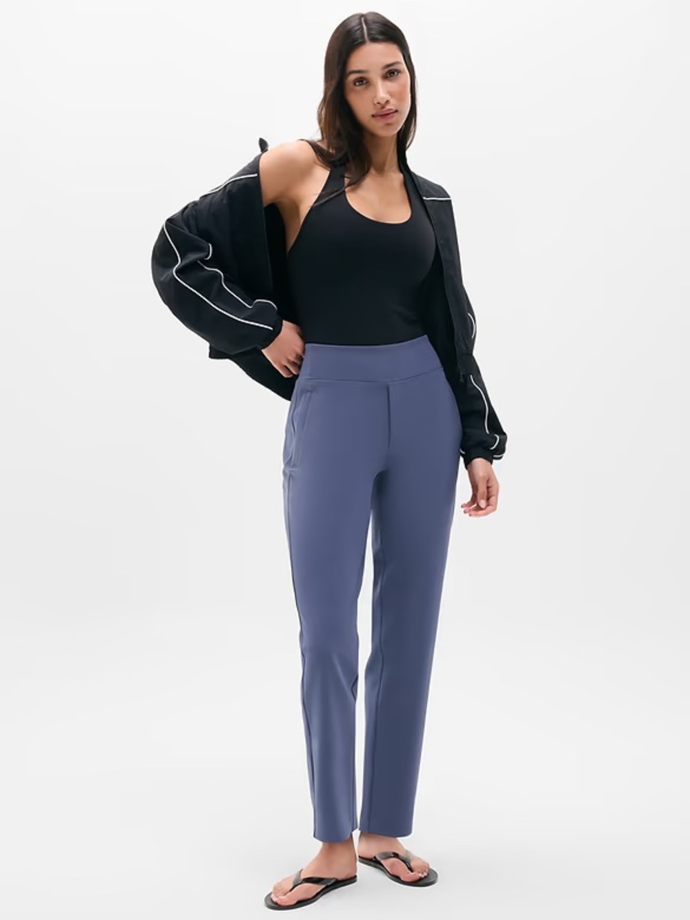 ATHLETA womens endless high rise Nicole travel blue tech pants 16 celestial